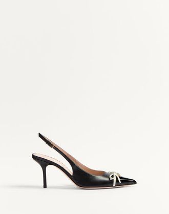 Valentino Garavani Bepointy Slingback Pump In Patent Leather And Kidskin 80Mm Woman BLACK/IVORY 35.5