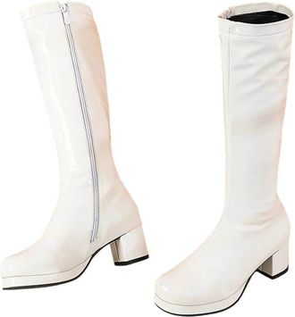 Generic Womens High Boots Patent Leather Waterproof Knee Boots Party Shoes