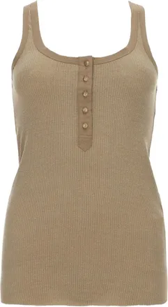 Isabel Marant Neutrals Helma Ribbed Scoop Neck Silk Tank Top