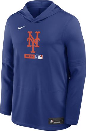 Nike New York Mets Authentic Collection Nike Mens Dri-FIT MLB Long-Sleeve Hooded Top in Blue | 03B94EWNME-S9Q