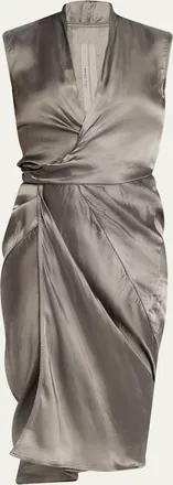 Rick Owens Sleeveless Satin Wrap Dress