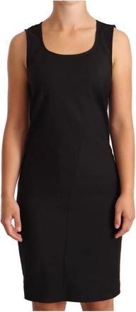 Patrizia Pepe Mouwlloze knielange sheath jurk - Dames - Korte kleedjes - Zwart - M - Katoen - Kleedjes