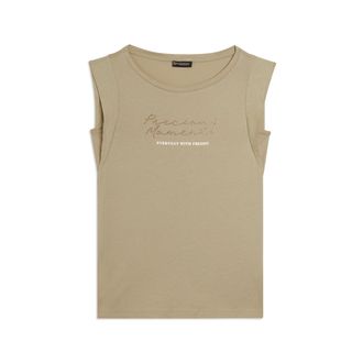 Freddy T-shirt con maniche in tessuto crinkle e scritta gioiello