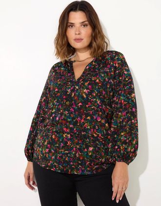 Live Unlimited London Womens Multi Colour Ditsy Raglan Sleeve Blouse - Size: 26