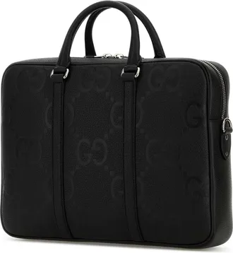 Gucci Mens Black Leather Briefcase Ventiquattrore