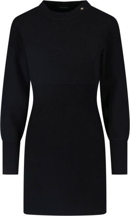 Anine Bing Ribbed Mini Dress With Metallic Logo Detail