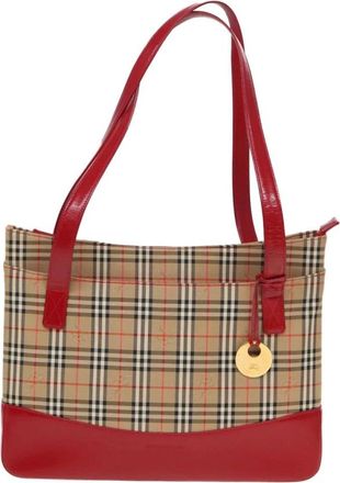 Burberry Pre-owned Tote Bags, female, Beige, Size: ONE SIZE Pre-owned Vintage Haymarket Check Tote Bag