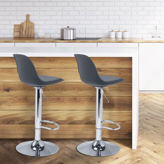 IDMarket Lote De 2 Taburetes De Bar De Dise&ntilde;o Karl Gris