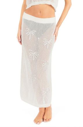 Hurley Embroidered Open Knit Midi Skirt in Egret at Nordstrom, Size Small