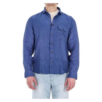 Finamore Blauwe Linnen Maratea Maatwerk Overhemd - Heren - Casual Overhemden - Blauw - XL - Linnen - Overhemden