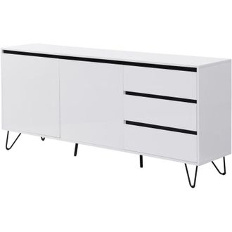 Vente-Unique Pascal Morabito - Credenza con 2 ante e 3 cassetti in mdf e acciaio Bianco e Nero - abuja di