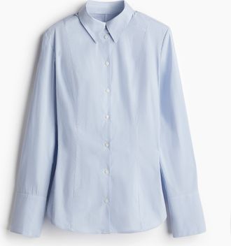 H&M Taillierte Bluse mit Schulterpolstern - Blue