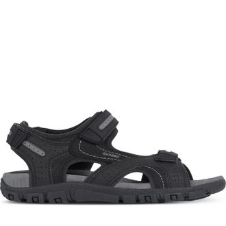 Geox Flat Sandals, male, Black, 8 UK, Black Flat Sandals for Men