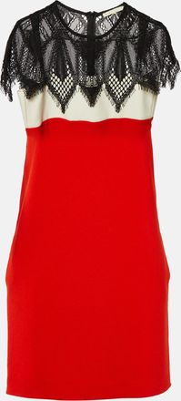 Maje Rouge Colorblock Crepe Lace Overlay Mini Dress