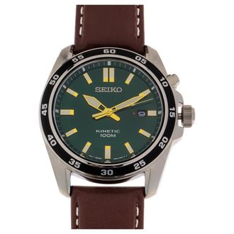 Seiko Sport 3-Hand Kinetic - Dames - Horloges - Groen - ONE Size - Leer - Accessoires