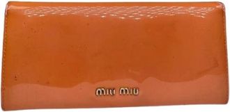 Miu Miu Pre-owned Leren Portemonnee - Dames - Vintage Accessoires - Oranje - ONE Size - Leer - Vintage