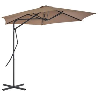 Berkfield Home Outdoor Parasol with Steel Pole 300 cm Taupe in Beige