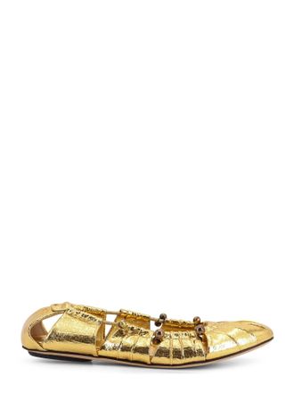 Chloé Gold Leather Ballerinas-Donna