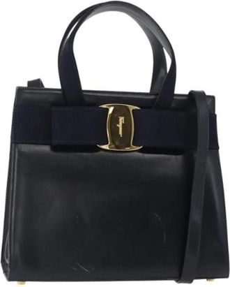 Ferragamo Pre-owned Handbags, female, Blue, Size: ONE SIZE Pre-owned Leather Handbag