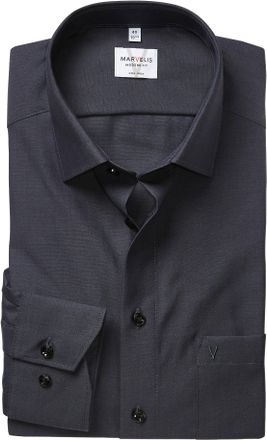 Marvelis Langarmhemd MARVELIS, Herren, Gr. 38, N-Gr, schwarz, Web, Obermaterial: 100% Baumwolle, tailliert normal, 2-Knopf-Manschette, Hemden Langarmhemd, Busi