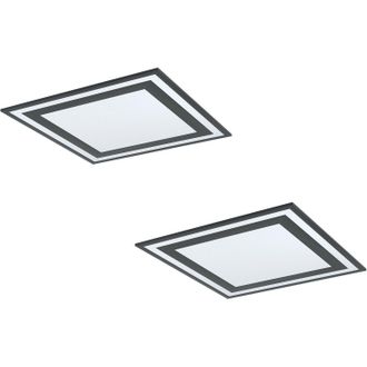 Loops 2 PACK Wall / Ceiling Light Black Modern 595mm Square Slim Panel 36W LED