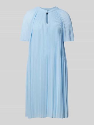 Comma Knielanges Kleid mit Plisseefalten in Blau, Gr&ouml;&szlig;e 38