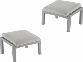 ED&Egrave;N JARD&Iacute; Pack 2 reposapies de exterior con cojin Gris