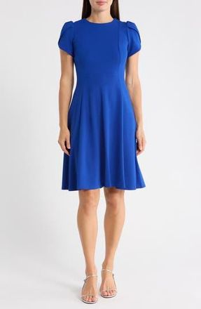 Calvin Klein Tulip Sleeve Fit & Flare Dress in Regatta at Nordstrom Rack, Size 12