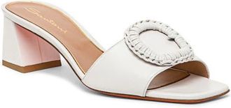 Santoni Womens leather mid-heel sandal in White at Nordstrom, Size 7.5