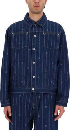 Dr&ocirc;le de Monsieur Monogramme Denim Jacket - Blue