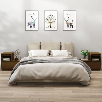 vidaXL Vidaxl - Mesitas De Noche 2 Uds Madera De Pino Marr&oacute;n Miel 60x34x51 Cm