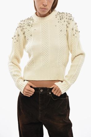 Golden Goose Maglia Girocollo in Lana Vergine con Gioielli Golden Goose