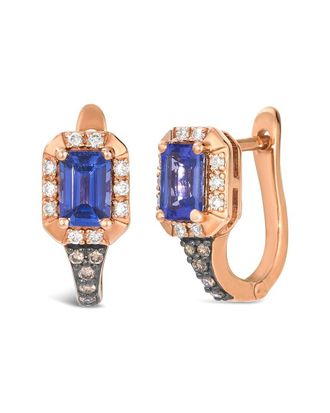 Le Vian 14K Rose Gold 1.23 ct. tw. Diamond & Tanzanite Huggies Earrings