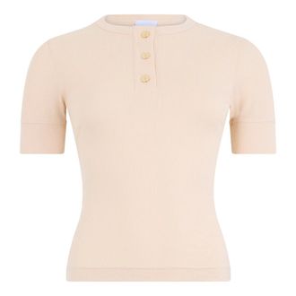Patou T-Shirts, female, Beige, Size: S Ribbed Cotton Sweater