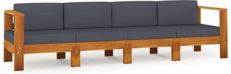 vidaXL Vidaxl - Sof&aacute; De Jard&iacute;n 4 Plazas Con Coj&iacute;n Gris Oscuro Madera De Acacia