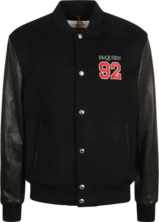 Alexander McQueen Logo Embroidery Bomber - Heren - Bomber jackets - Zwart - M - Wol - Jassen