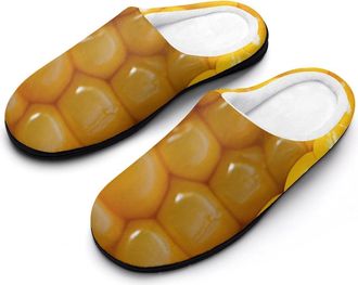 Generic Corn Cobs Cotton Womens Slip-on Slippers Winter Warm House Shoes with Rubber Sole for Home Office Hotel