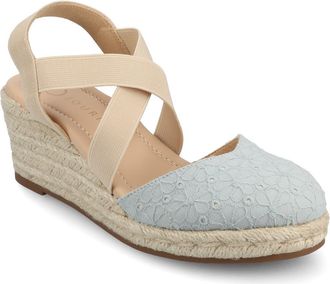 Journee Collection Ashlee Espadrille Wedge Pump - Extra Wide Width Available in Blue at Nordstrom Rack, Size 6.5