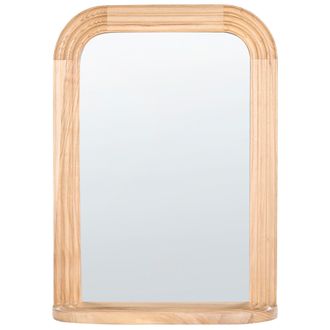 Beliani Espejo De Pared Con Estante Estilo Escandinavo Marco De Madera De Paulownia Decorativo Marr&oacute;n Riscle
