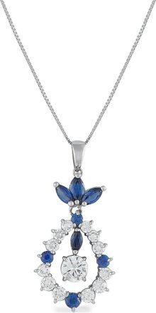 Luxury Bazaar platinum diamond sapphire pendant necklace - Zilver