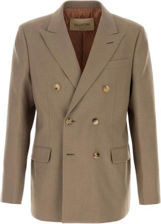 Valentino Garavani Cappuccino Wool Blazer - Heren - Blazers - Bruin - M - Wol - Jassen
