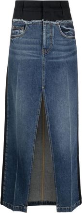 Stella McCartney panelled denim maxi skirt - women - Cotton/Polyester/Polyester/Cotton - M - Blue