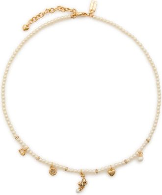 Coach Pearl Beaded Charm Necklace - One Size