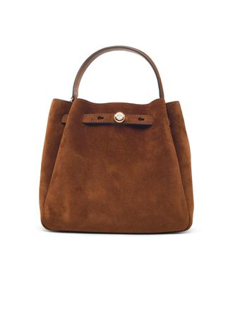 Tory Burch Borsa a secchiello Romy di Tory Burch in pelle scamosciata marrone