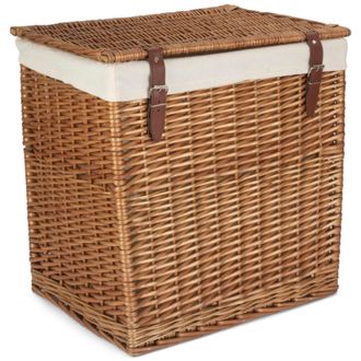 Red Hamper Cotton Lined Boutique Double Steamed Laundry Basket in Brown