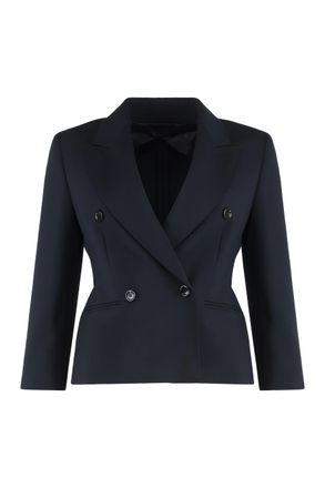 Max Mara Double-Breasted Wool Blazer - Blue
