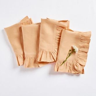 Solino Home Linen Dinner Napkins - Gabrielle Ruffle, 20 x 20 in Peach at Nordstrom, Size Large