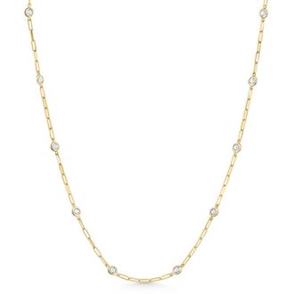 Pompeii3 4Ct Diamond 14k Yellow Gold 18 Paper Clip Diamonds By Yard Necklace lab Grown