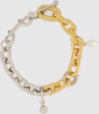 Paco Rabanne Bracciale in ottone color argento con charm e applicazione di strass