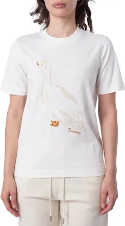 Burberry Duck Graphic Print Cotton T Shirt, Size XX-Small